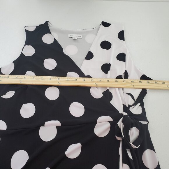 Susan Graver Womens Pollka Dot Liquid Knit Faux-Wrap Maxi Dress Size XL Petite - Picture 7 of 9